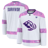 Utah Mammoth White Hockey Fights Cancer Survivor Practice Jersey