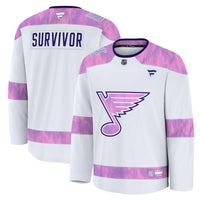 St. Louis Blues White Hockey Fights Cancer Survivor Practice Jersey