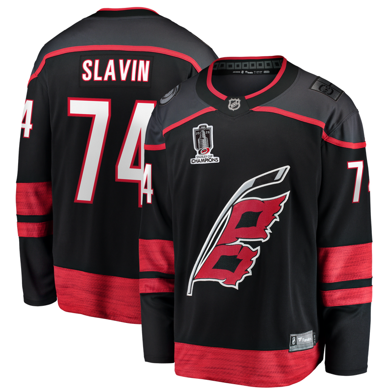 Carolina Hurricanes Jaccob Slavin Black 2026 Stanley Cup Champions Home Breakaway Jersey