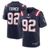 New England Patriots Joshua Farmer Navy Team Game Jersey