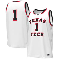 #1 White Texas Tech Red Raiders Throwback Replica Basketball Jersey