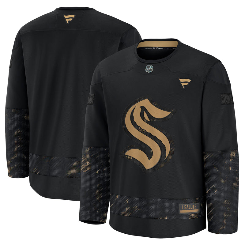 Seattle Kraken Black 2024 Military Appreciation Practice Jersey