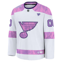 St. Louis Blues White 2024 Hockey Fights Cancer Custom Practice Jersey