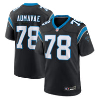 Carolina Panthers Popo Aumavae Black Team Game Jersey