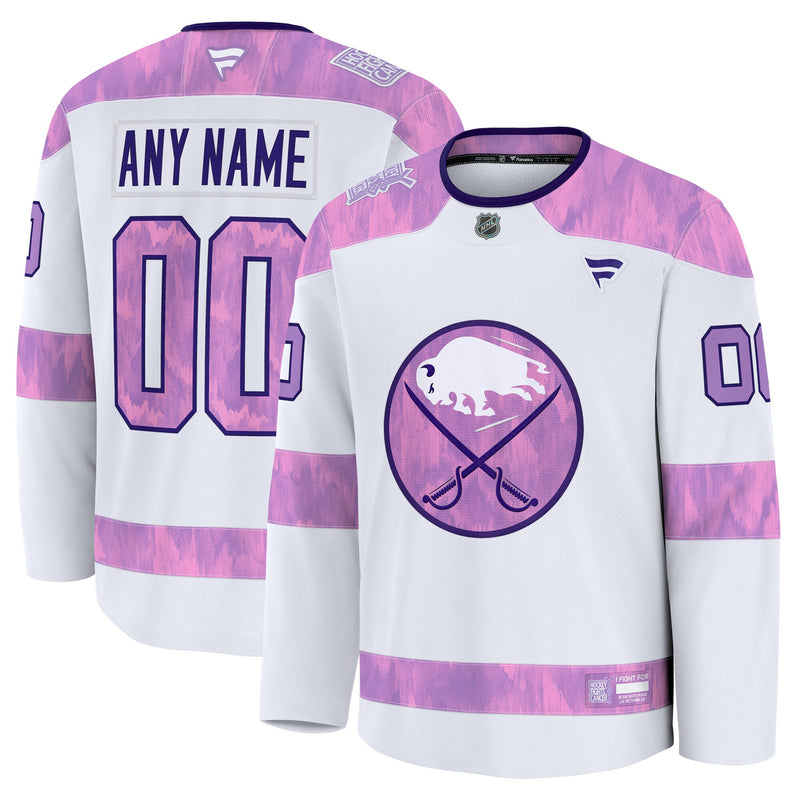 Buffalo Sabres White 2024 Hockey Fights Cancer Custom Practice Jersey