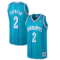 Larry Johnson Teal Charlotte Hornets 1992-93 Hardwood Classics Swingman Jersey