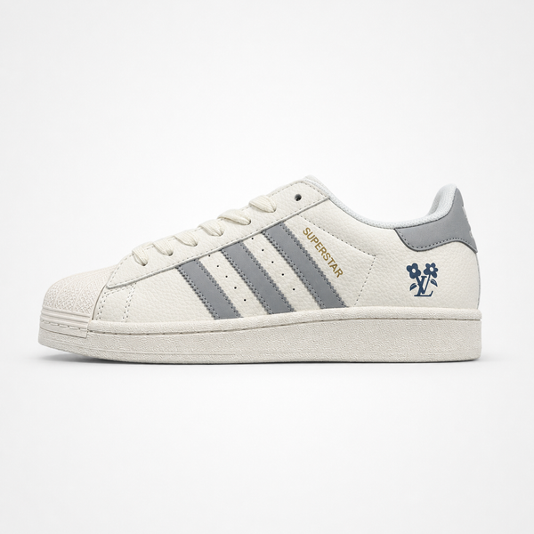 adidas Originals x Louis Vuitton Superstar Cream Grey sneaker, side profile view