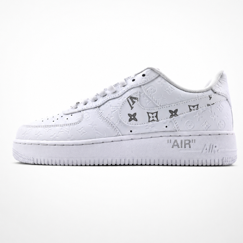Nike x Louis Vuitton Air Force 1 Low 07 Sneakers Triple White Embossed Monogram - Unisex