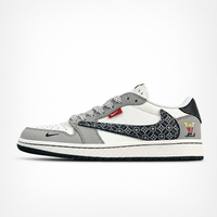 Travis Scott x Nike x Louis Vuitton Air Jordan 1 Low Sneakers White Grey Black Monogram - Unisex