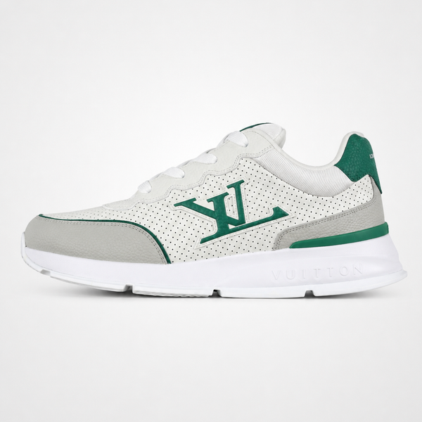 Louis Vuitton Runner Tactic White Grey Green sneaker, side profile view