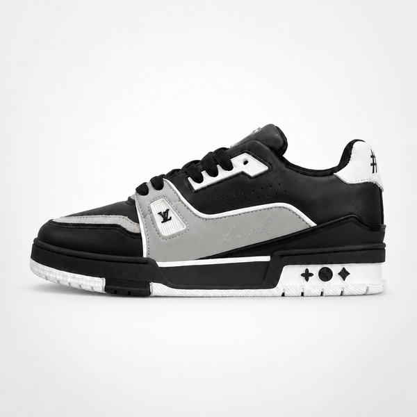 Louis Vuitton Trainer #54 Low Black White sneaker, side profile view