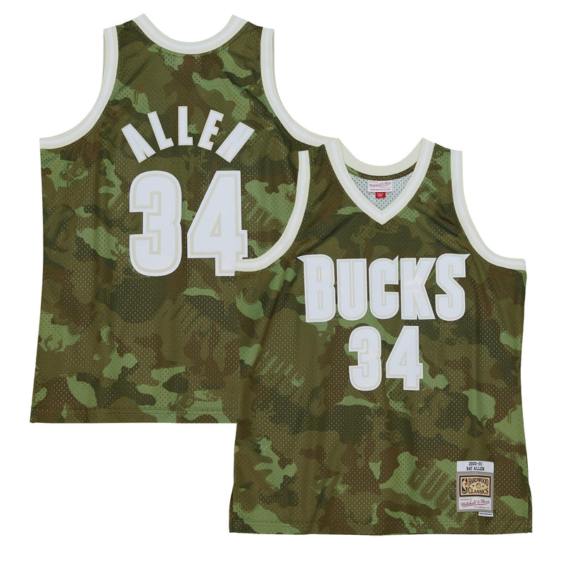 Milwaukee Bucks NBA Ray Allen 2000 Ghost Green Camo Swingman Jersey
