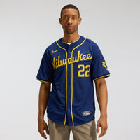 Milwaukee Brewers Christian Yelich Navy Alternate Limited Jersey