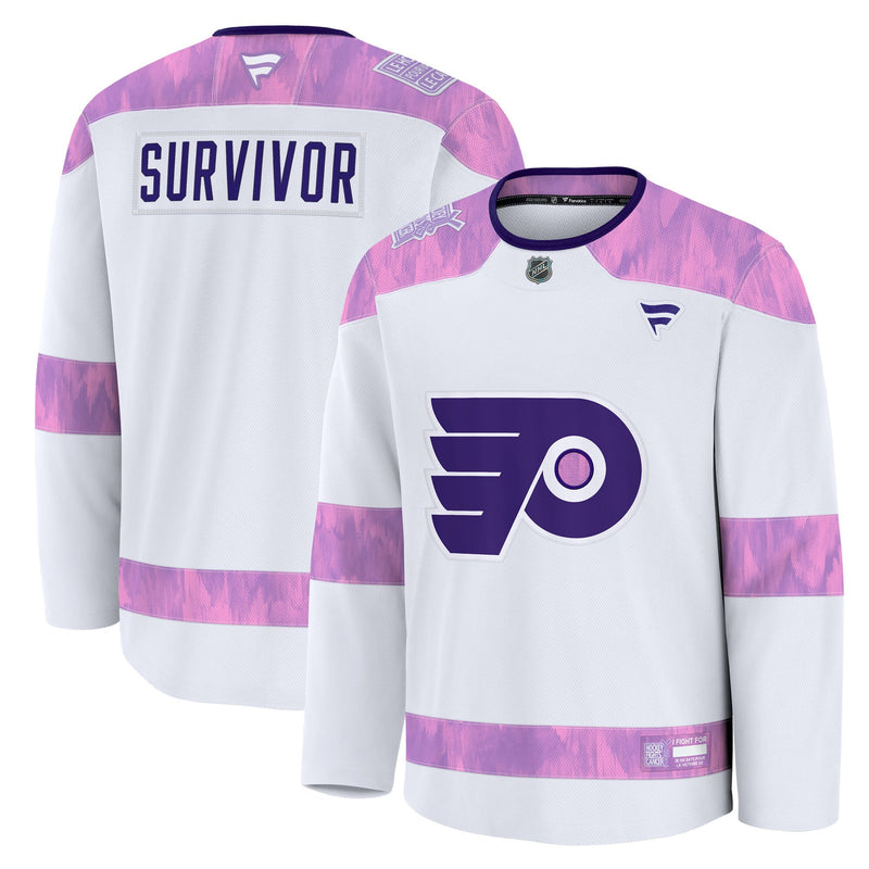 Philadelphia Flyers White Hockey Fights Cancer Survivor Practice Jersey