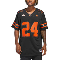 #24 Black Miami Hurricanes Premier Strategy Jersey