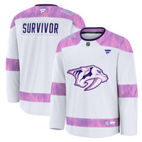 Nashville Predators White Hockey Fights Cancer Survivor Practice Jersey