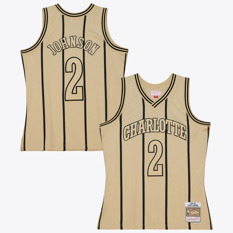 Charlotte Hornets Larry Johnson 1992 Swingman Jersey - Khaki