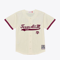 Texas A&M Aggies Mesh Button-Up Batting Practice Baseball Jersey - Cream