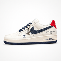 Nike x Louis Vuitton Air Force 1 Low 07 Sneakers White Navy Denim Monogram - Unisex
