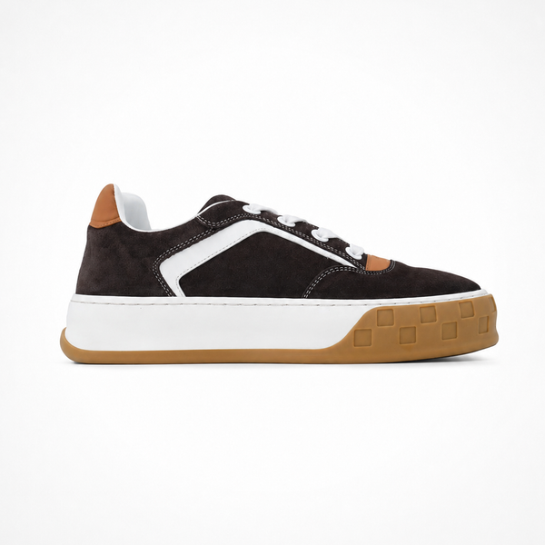 Louis Vuitton Tilted Coffee Brown sneaker, angled three-quarter view
