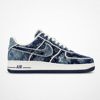Nike x Louis Vuitton Air Force 1 Low 07 Sneakers Black Denim Monogram - Unisex