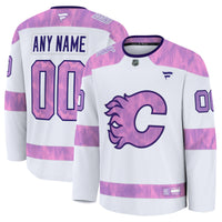 Calgary Flames White 2024 Hockey Fights Cancer Custom Practice Jersey