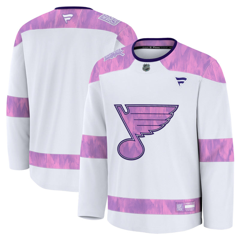 St. Louis Blues White 2024 Hockey Fights Cancer Practice Jersey