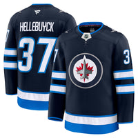 Winnipeg Jets Connor Hellebuyck Navy Home Premium Jersey