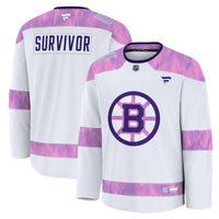 Boston Bruins White Hockey Fights Cancer Survivor Practice Jersey
