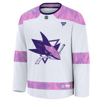 San Jose Sharks White 2024 Hockey Fights Cancer Practice Jersey