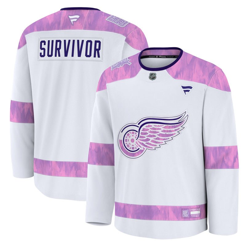 Detroit Red Wings White Hockey Fights Cancer Survivor Practice Jersey