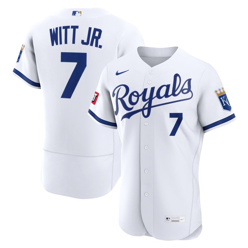 Kansas City Royals Bobby Witt Jr. White Home Authentic Sponsor Patch Jersey