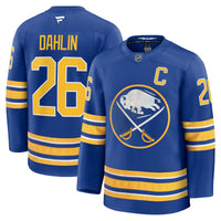 Buffalo Sabres Rasmus Dahlin Royal Premium Jersey with Captain's Patch