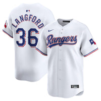 Texas Rangers Wyatt Langford White Home Limited Player Jersey