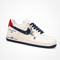 Nike x Louis Vuitton Air Force 1 Low 07 Sneakers White Navy Denim Monogram - Unisex