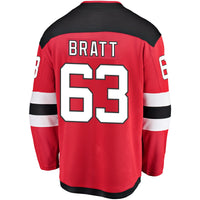 New Jersey Devils Jesper Bratt Red Home Breakaway Player Jersey