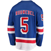 New York Rangers Chad Ruhwedel Blue Home Premier Breakaway Player Jersey