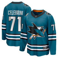 San Jose Sharks Macklin Celebrini Teal Home Breakaway Jersey
