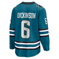 San Jose Sharks Sam Dickinson Teal Home Breakaway Jersey
