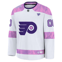 Philadelphia Flyers White 2024 Hockey Fights Cancer Custom Practice Jersey