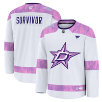 Dallas Stars White Hockey Fights Cancer Survivor Practice Jersey