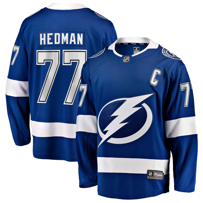 Tampa Bay Lightning Victor Hedman Blue Home Captain Patch Breakaway Jersey