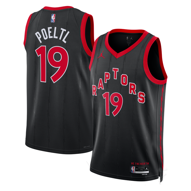 Toronto Raptors Statement Edition Swingman Jersey - Black - Jakob Poeltl