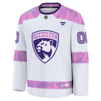 Florida Panthers White 2024 Hockey Fights Cancer Custom Practice Jersey