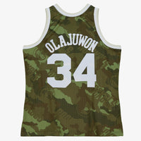 Houston Rockets Hakeem Olajuwon 1993 Ghost Camo Swingman Jersey - Green