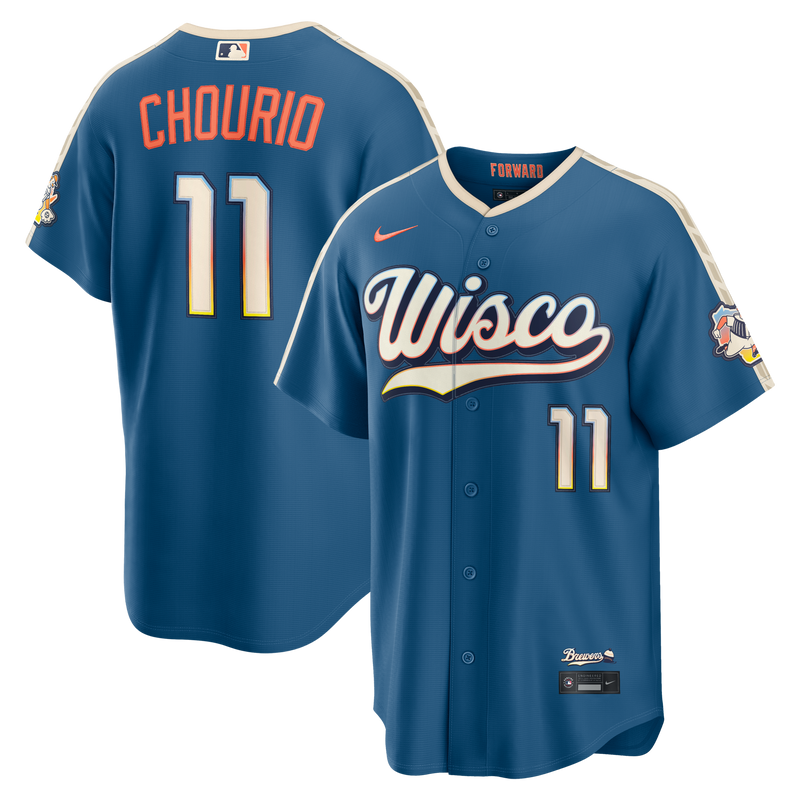 Milwaukee Brewers Jackson Chourio Mineral Blue 2026 City Connect Stadium Jersey