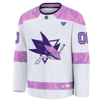 San Jose Sharks White 2024 Hockey Fights Cancer Custom Practice Jersey