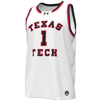 #1 White Texas Tech Red Raiders Throwback Replica Basketball Jersey