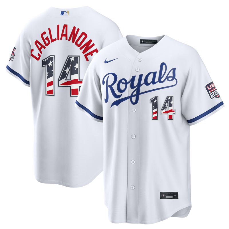 Fourth of July Kansas City Royals Jac Caglianone White USA 250 Stadium Jersey