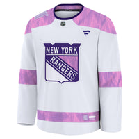 New York Rangers White Hockey Fights Cancer Survivor Practice Jersey